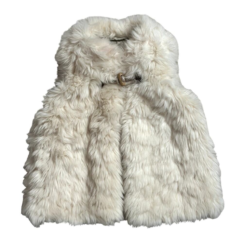 Zara 2-3Y Baby Girl Cream Faux Fur Vest Girls 2/3Y Winter Fall